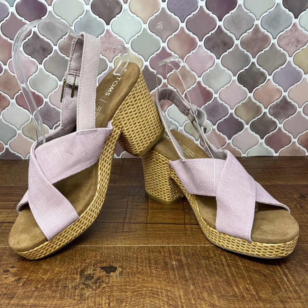 Toms - Ibiza Platform Heel Burnished Lilac‎ Heritage Canvas - Size 9 - Picture 4 of 17